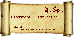 Mindszenti Szíriusz névjegykártya
